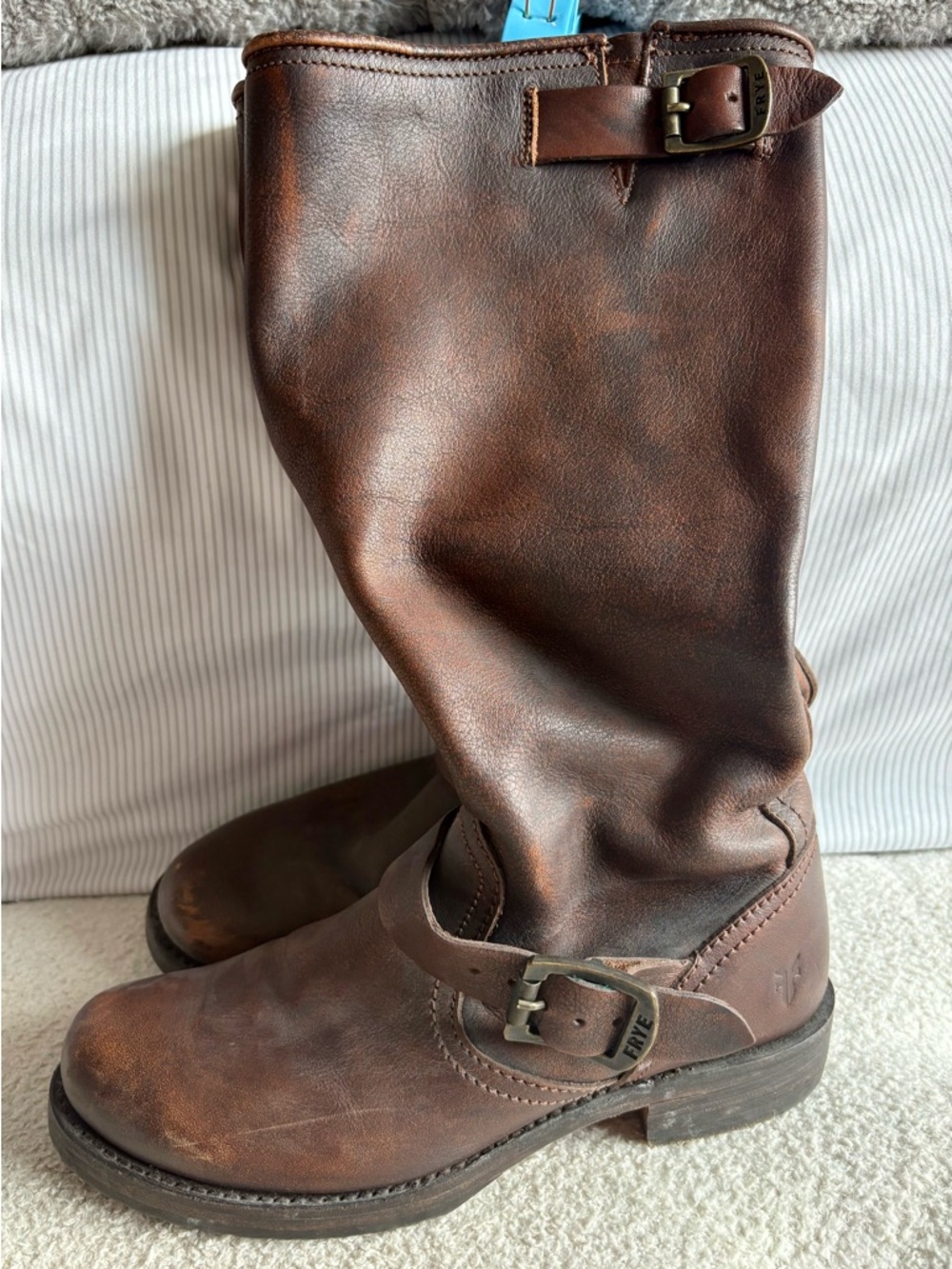 Frye Brown Leather Harness Boots